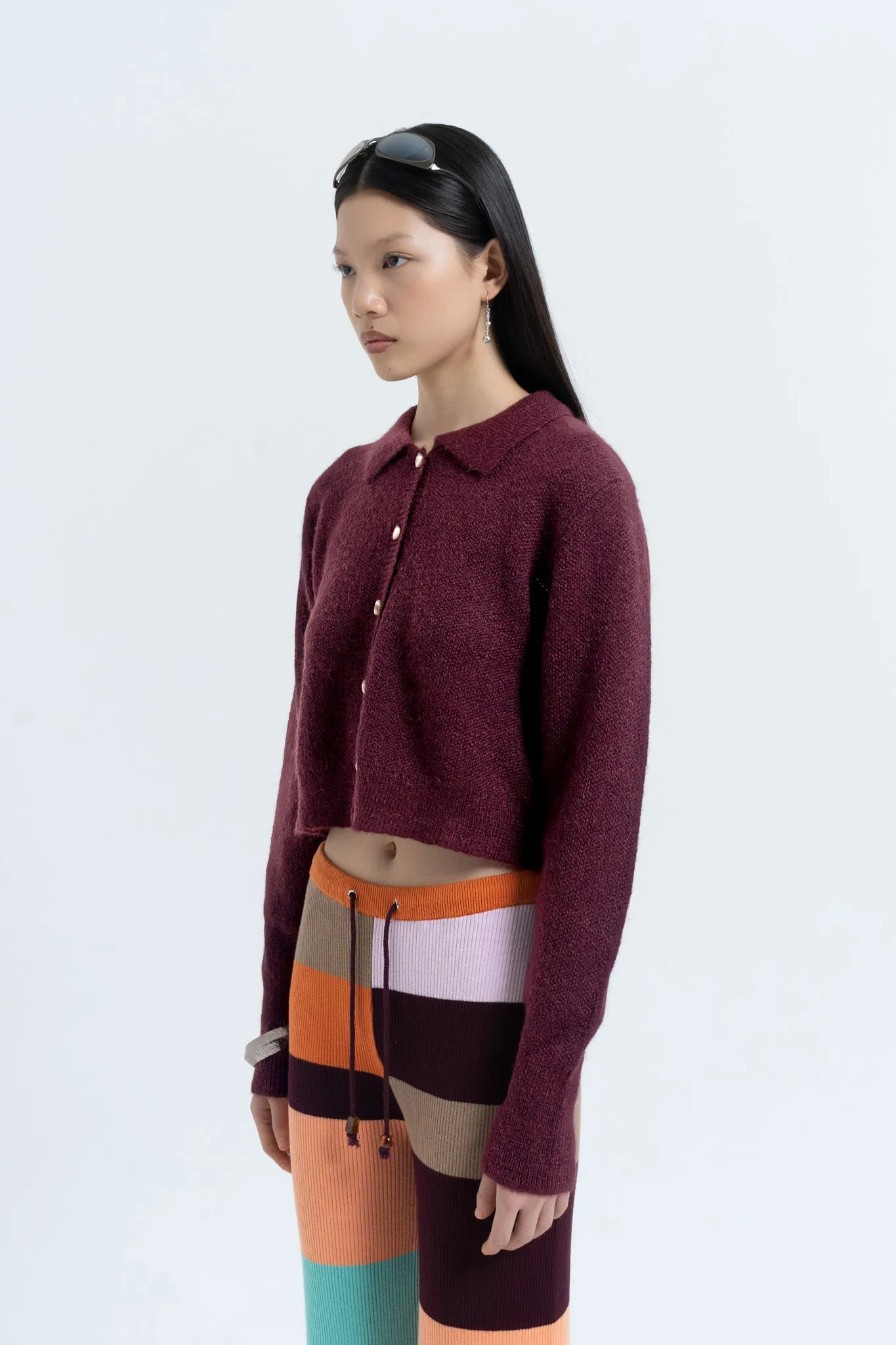 Greetings Cardigan in Maroon