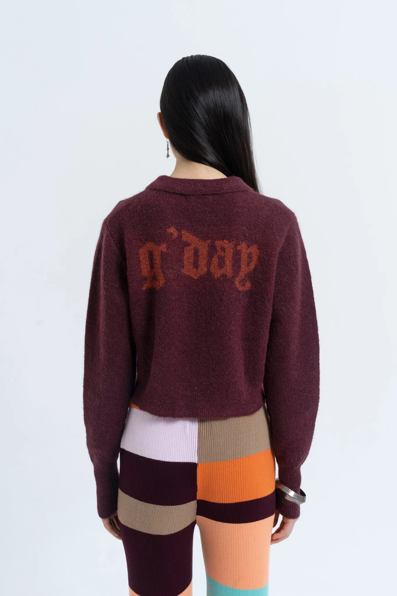 Greetings Cardigan in Maroon