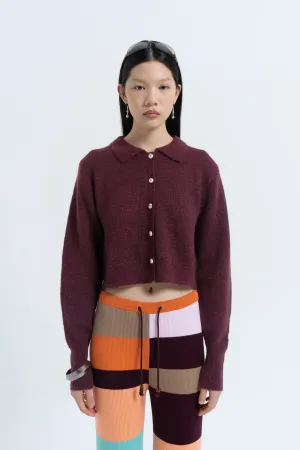 Greetings Cardigan in Maroon