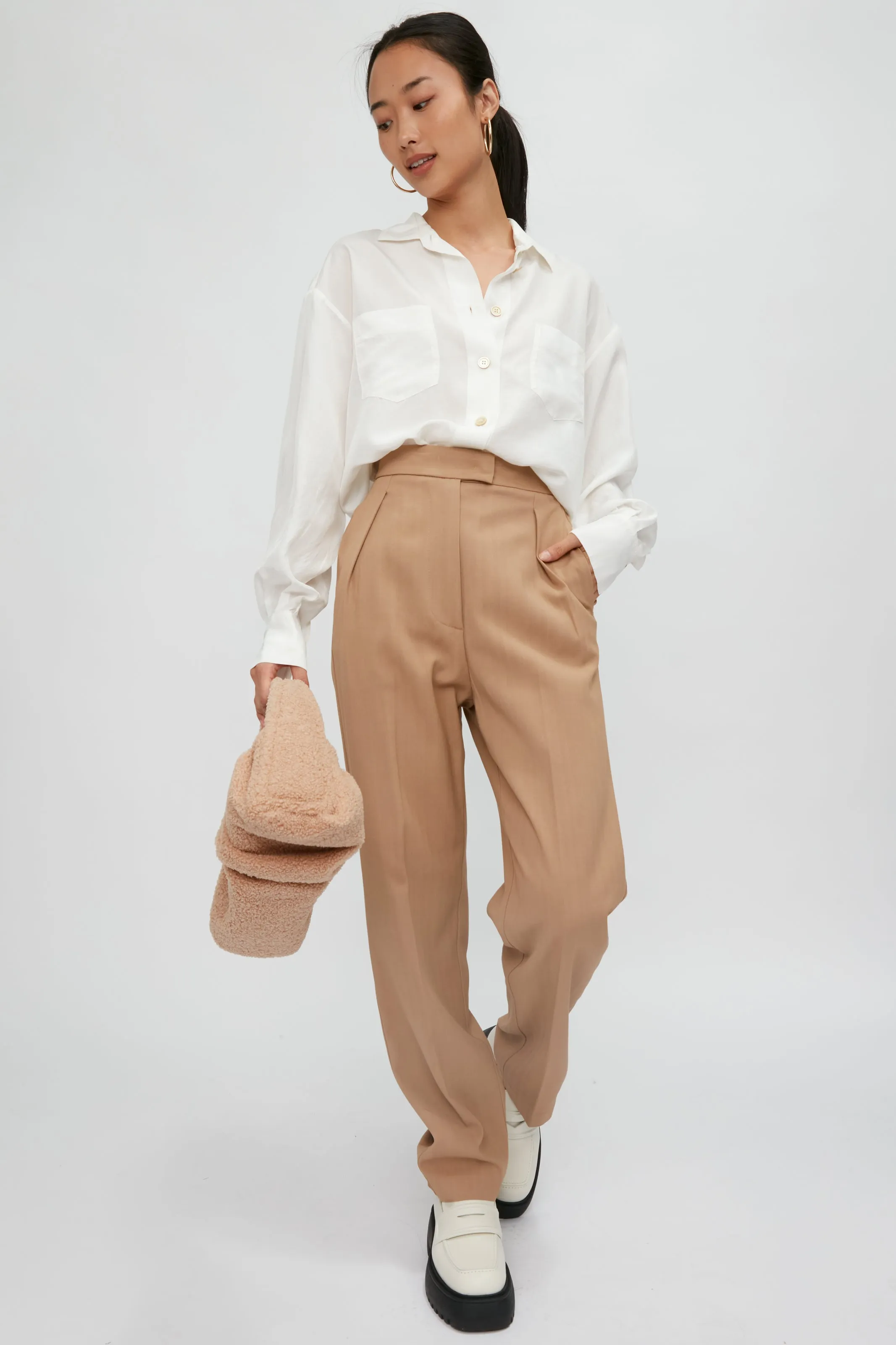 Habotai Silk Shirt in Bianco