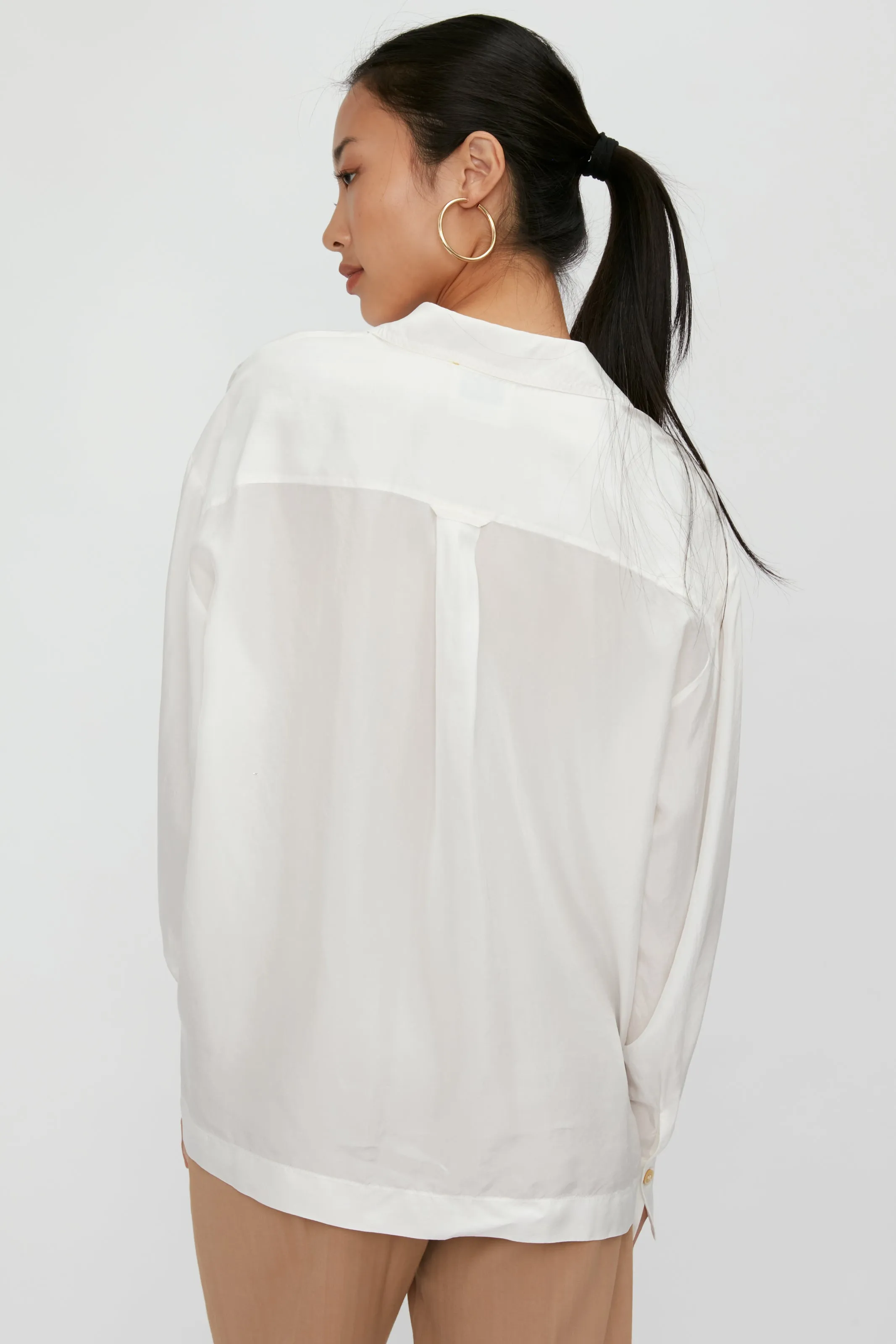 Habotai Silk Shirt in Bianco