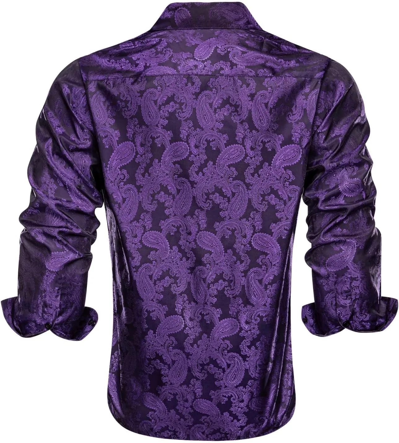 Hi-Tie Mens Dress Shirts Wrinkle Free Inner Contrast Jacquard Long Sleeve Casual Button Down Shirt Business Party Wedding