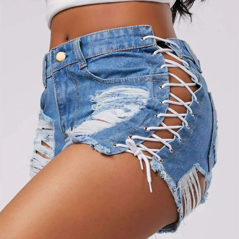 High Waist Ripped Jeans Short