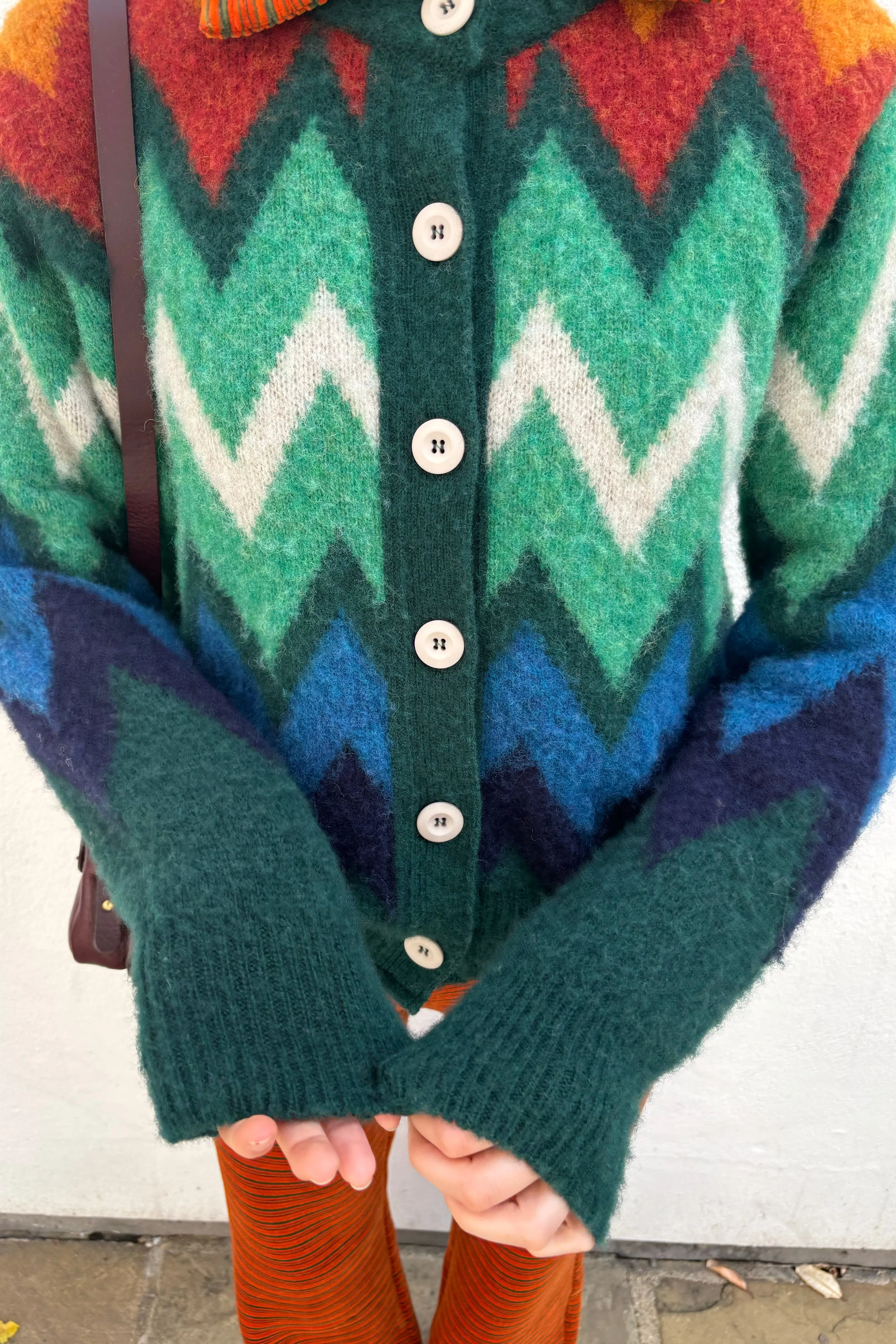 Frozen Laughter Howlin Patterned Forest Green Cardigan