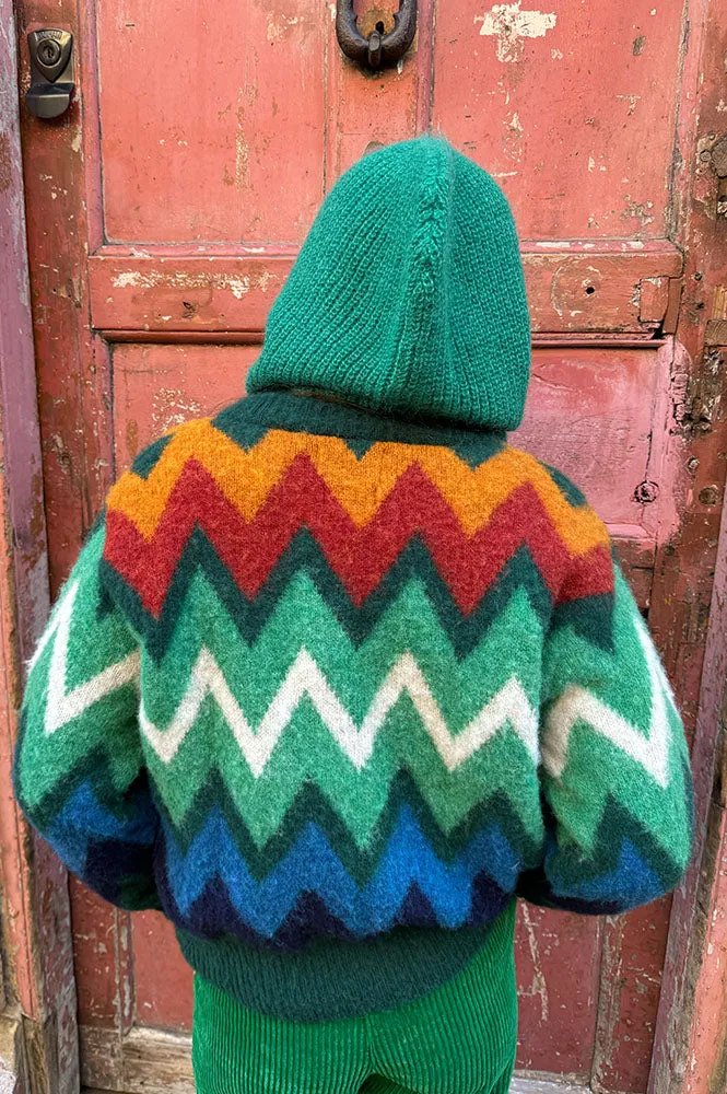 Frozen Laughter Howlin Patterned Forest Green Cardigan