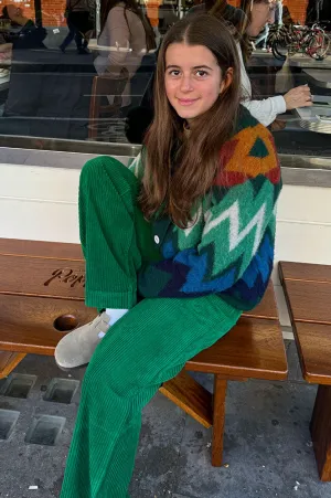 Frozen Laughter Howlin Patterned Forest Green Cardigan
