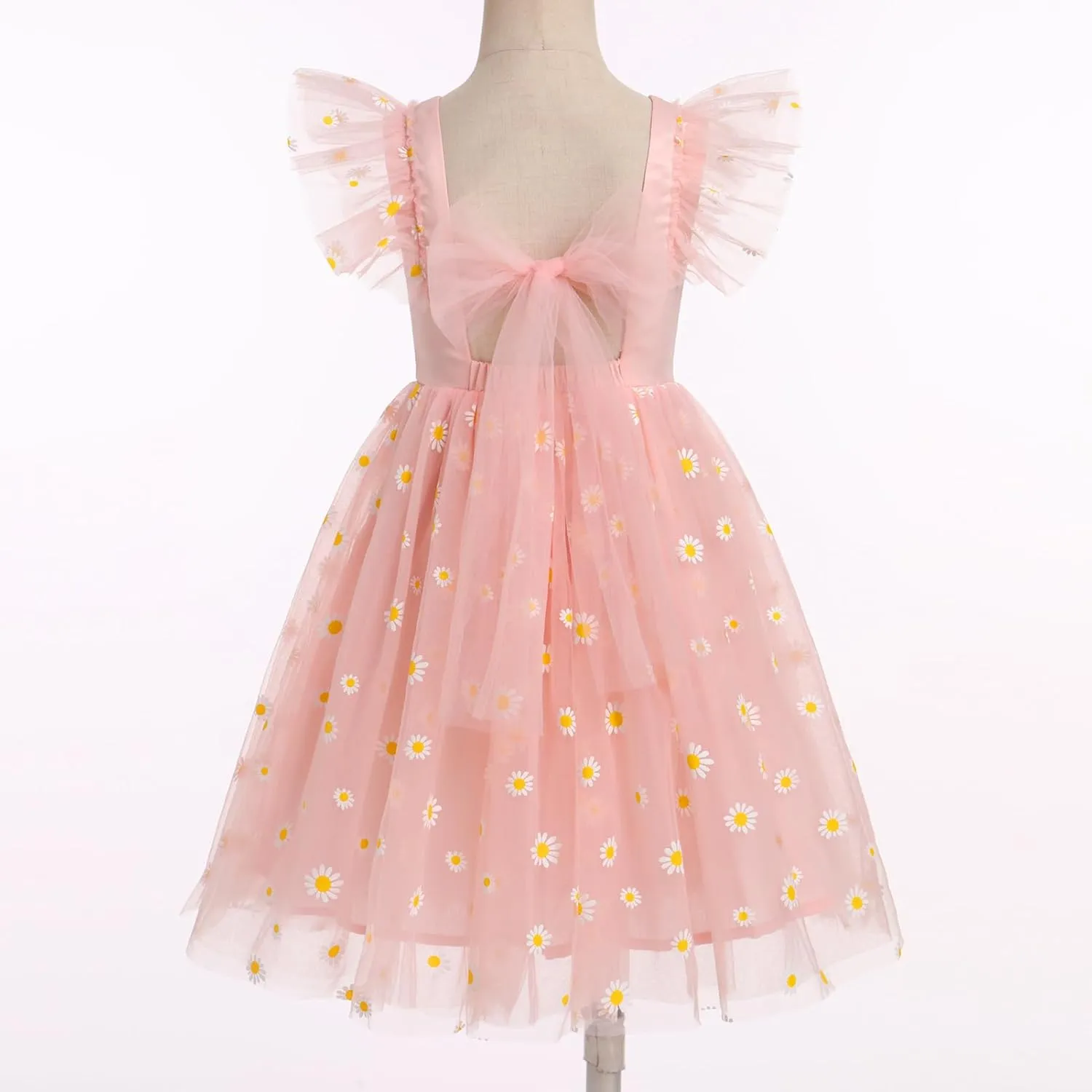 IDOPIP Embroidery Flower Girl Dress for Kids Baby Wedding Pageant Party Communion Dresses Backless Butterfly Birthday Gown