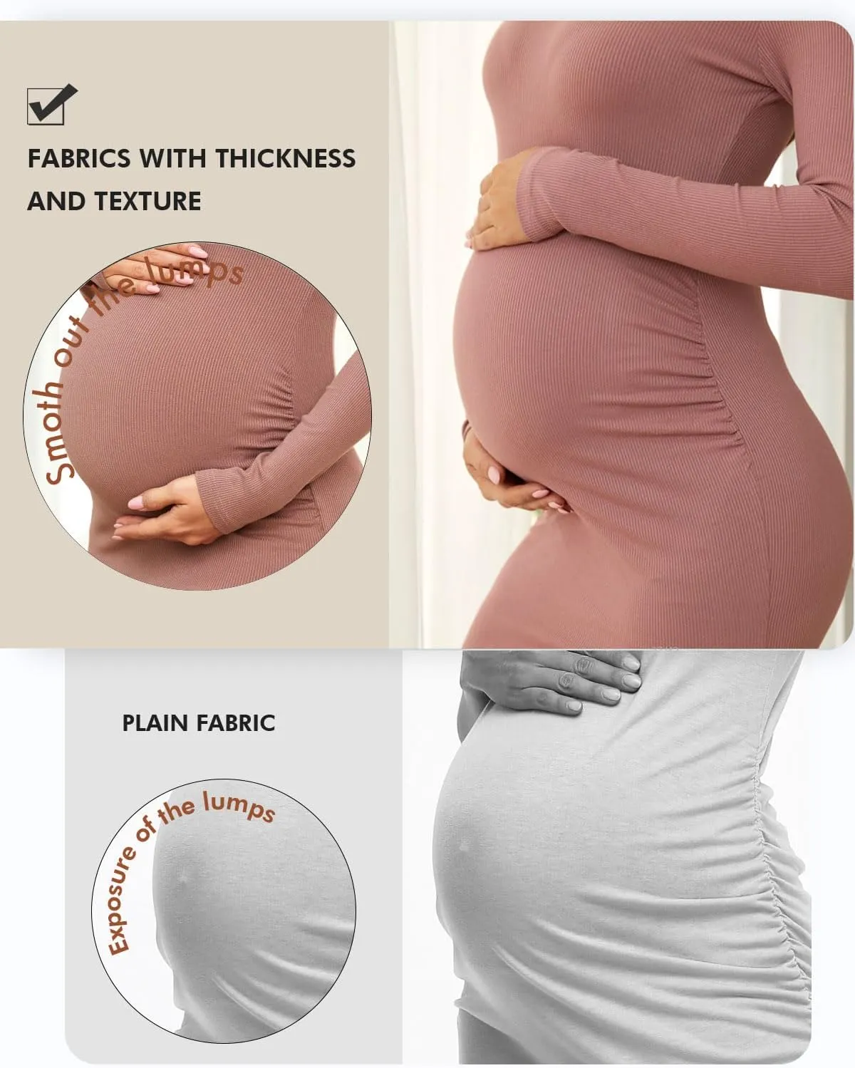 Liu & Qu Maternity Dress Rib Knit Long Sleeve & Side Ruched Maternity Bodycon Dresses Fall Pregnancy Clothes