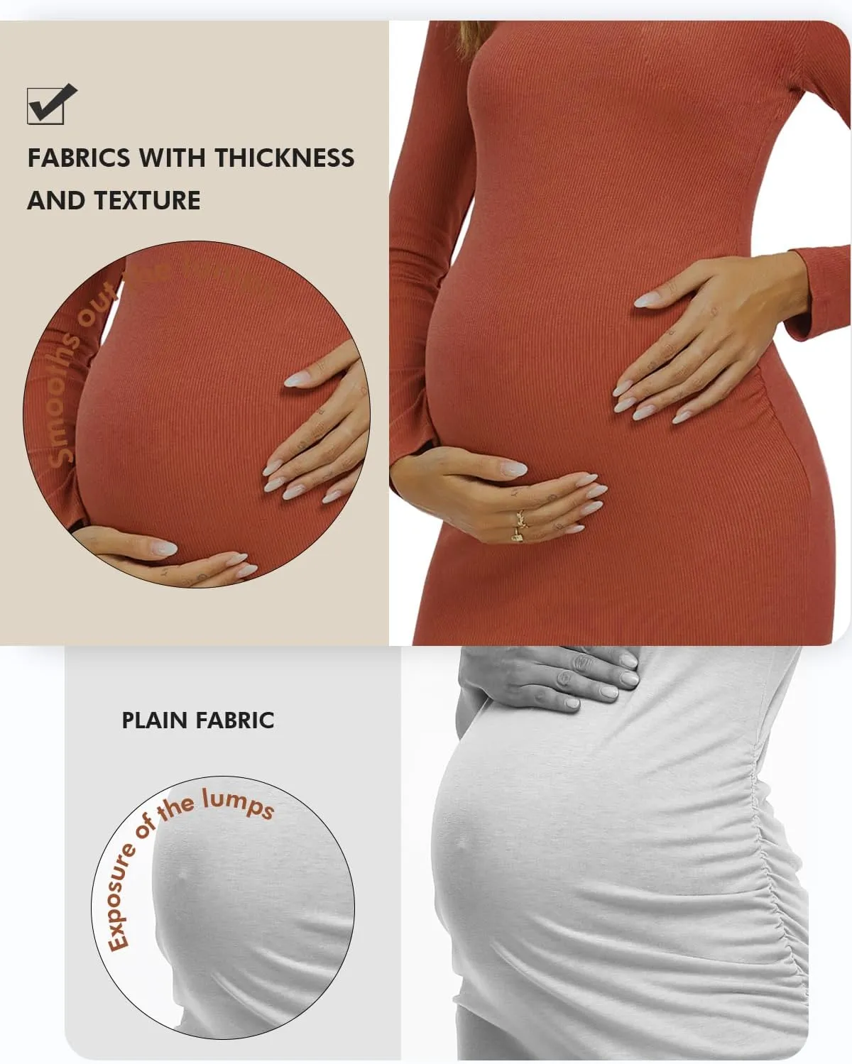 Liu & Qu Maternity Dress Rib Knit Long Sleeve & Side Ruched Maternity Bodycon Dresses Fall Pregnancy Clothes