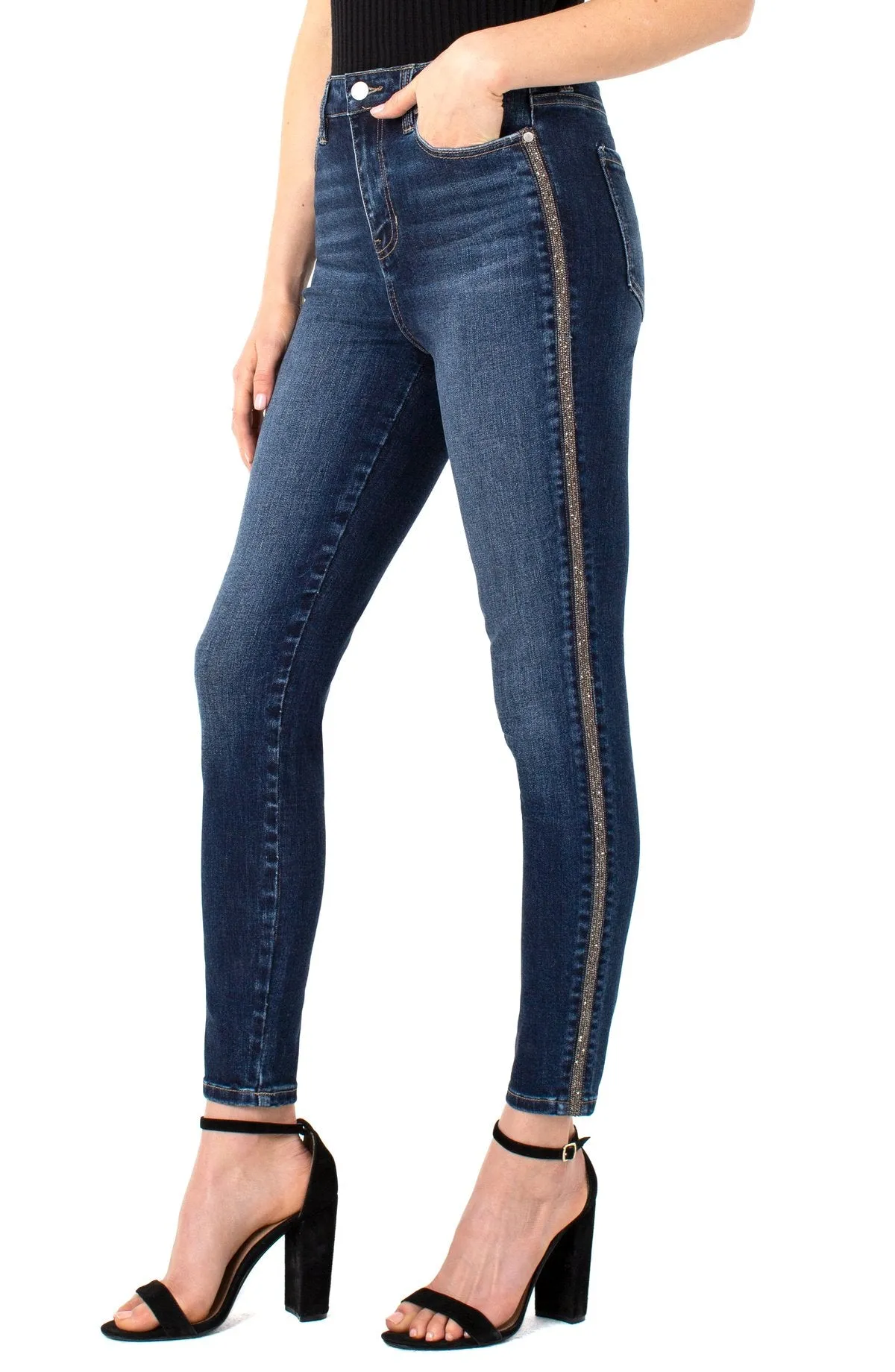 Liverpool ABBY HI-RISE Ankle Jean in denim Color SKINNY WITH NOVELTY TAPE