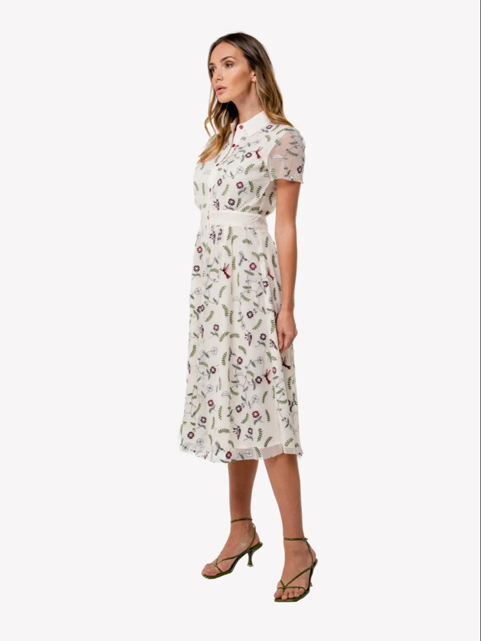 LOULOU DAMOUR Women's Katia Hummingbird Allover Embroidery Dress