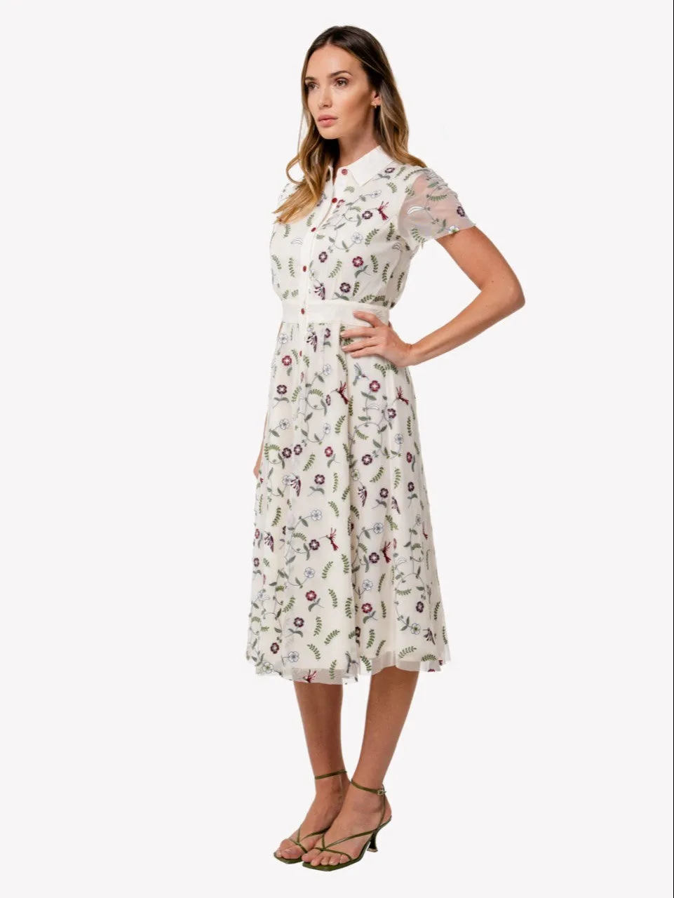 LOULOU DAMOUR Women's Katia Hummingbird Allover Embroidery Dress