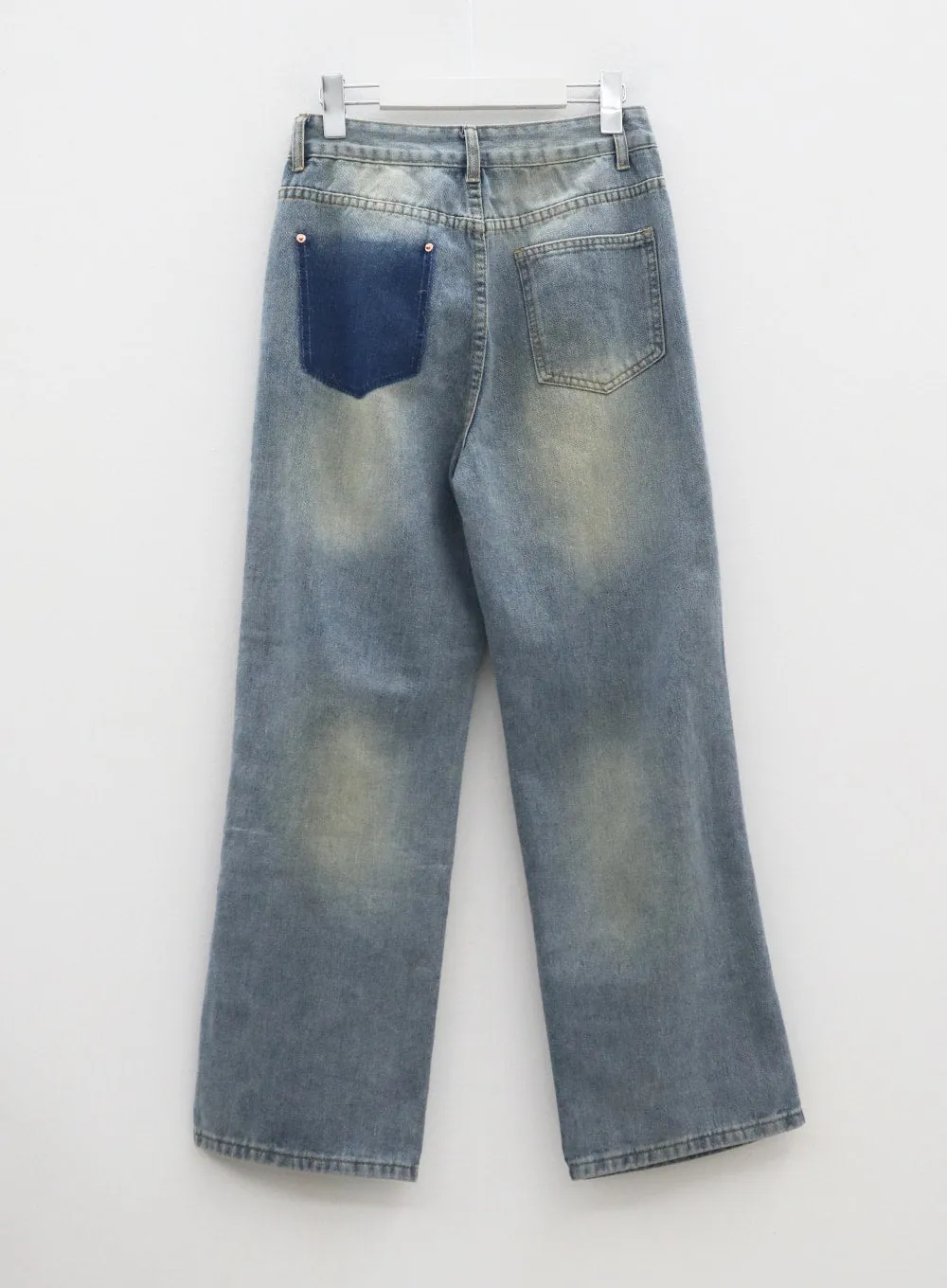 Low Rise Ripped Wide Jeans CA303