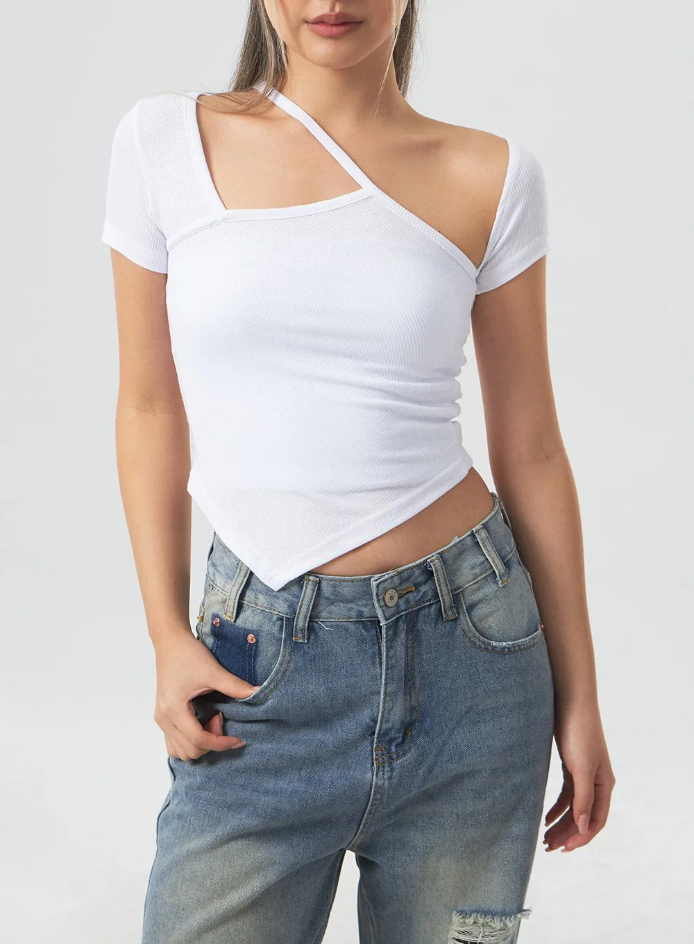 Low Rise Ripped Wide Jeans CA303