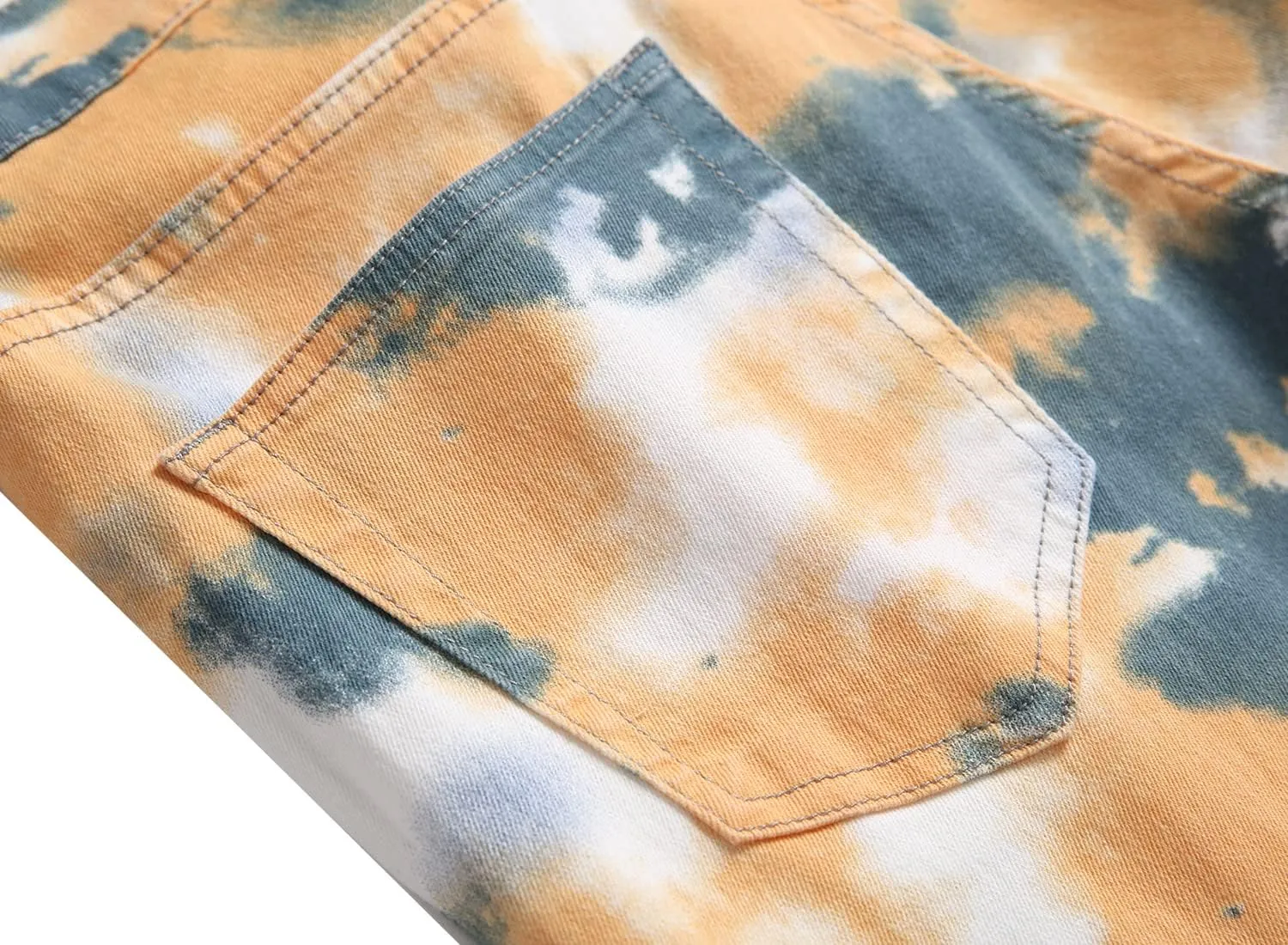 Men's Skinny Stretch Jeans Fashion Printed Slim Fit Jeans Comfort Flex Waist Casual Pants