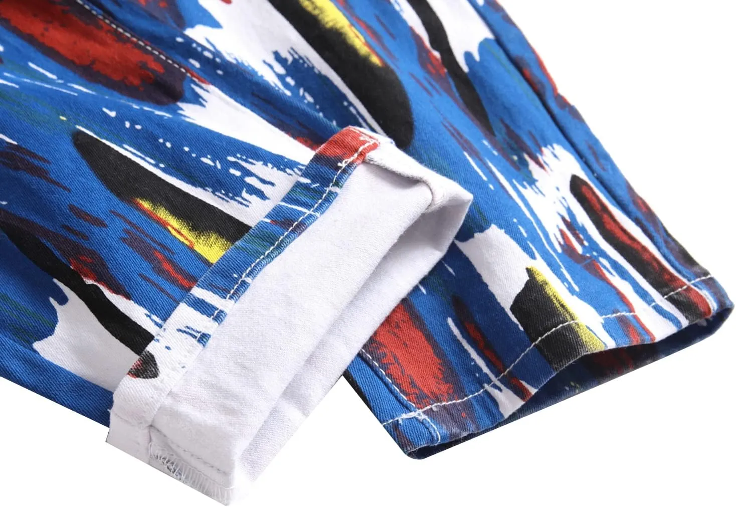 Men's Skinny Stretch Jeans Fashion Printed Slim Fit Jeans Comfort Flex Waist Casual Pants