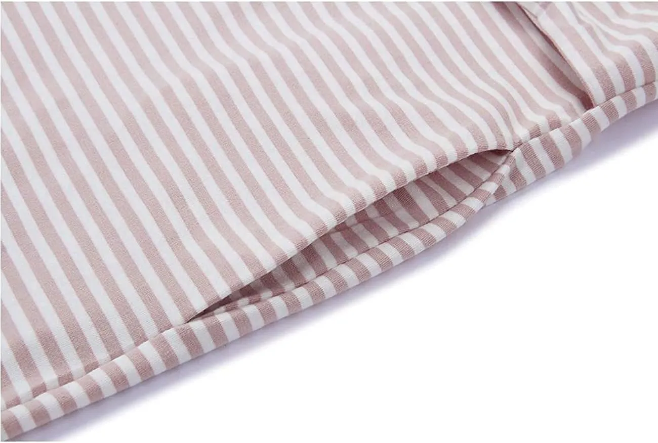 MEROKEETY Womens 2025 Summer Sleeveless Striped T Shirt Dress Casual Crew Neck Tie Waist Mini Dresses