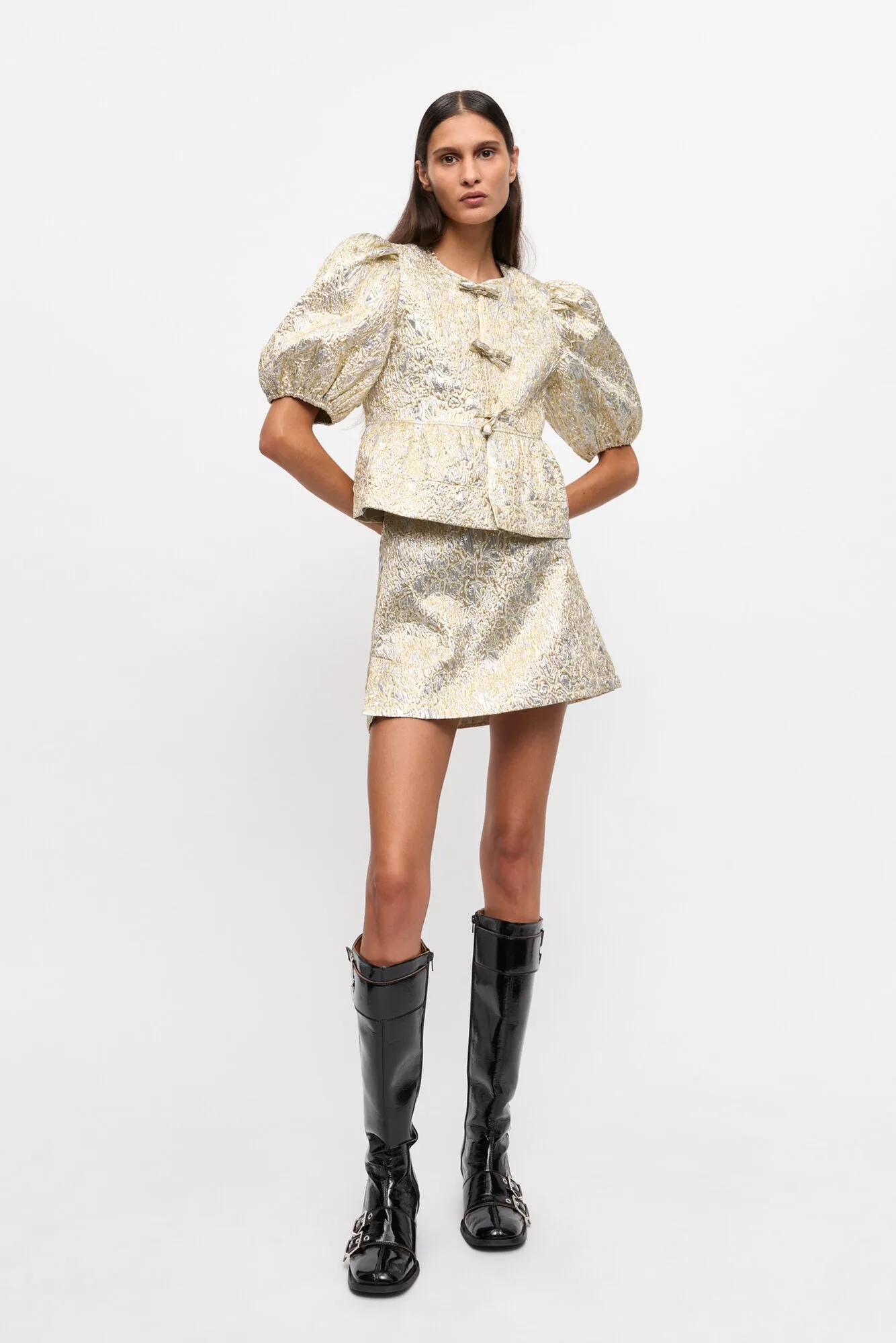 Metallic Elasticated Mini Skirt | Gold / Silver