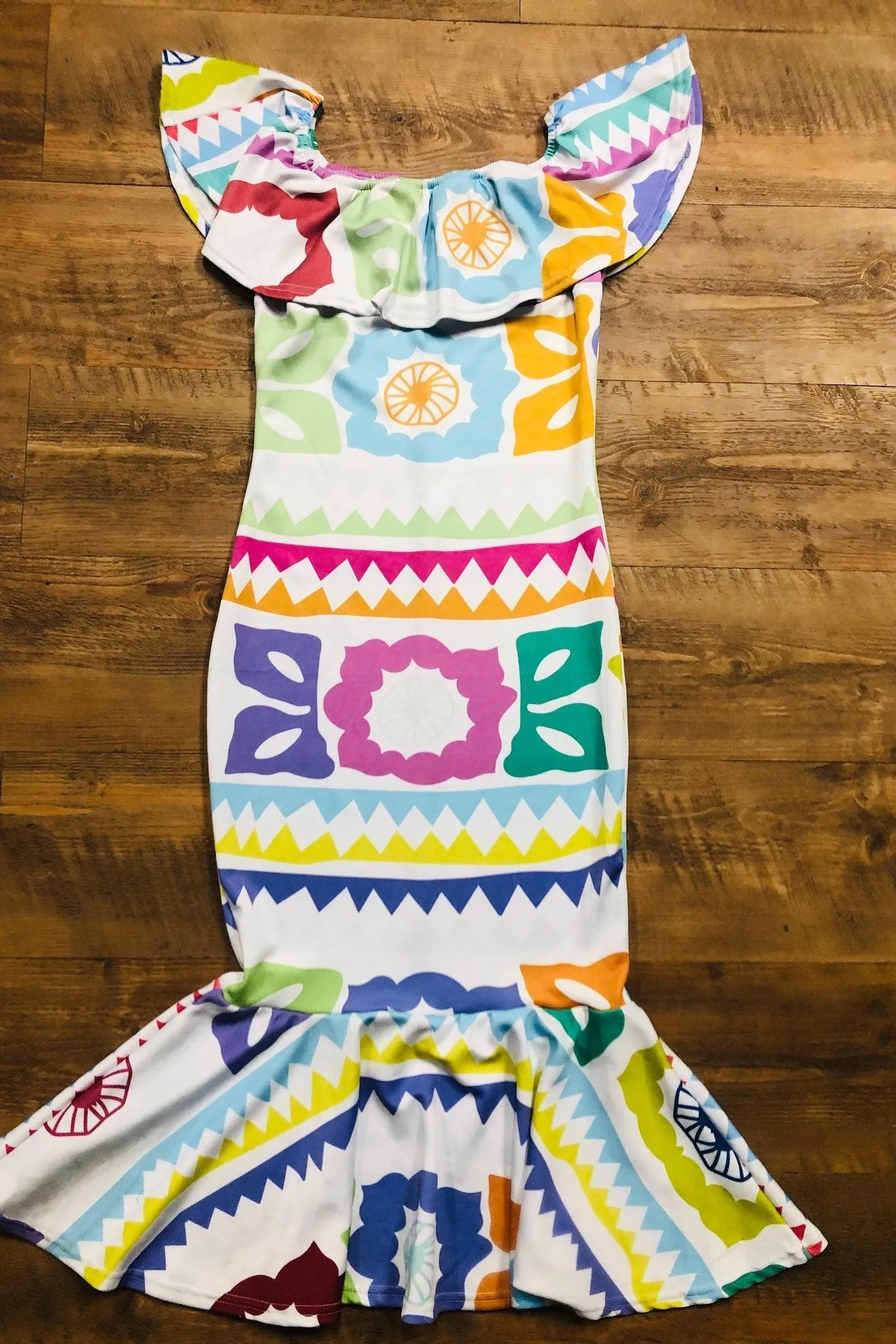 Mexican Jalapa Printed Maxi Dress