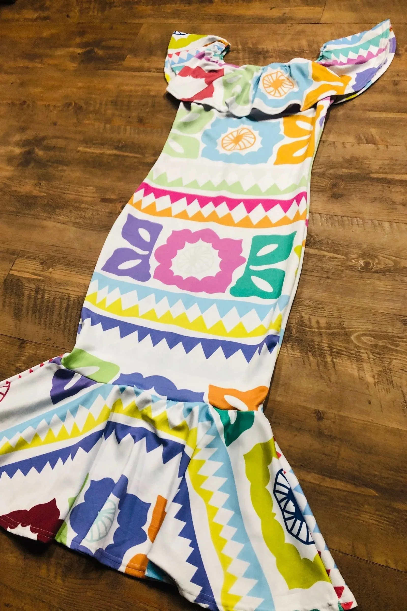 Mexican Jalapa Printed Maxi Dress
