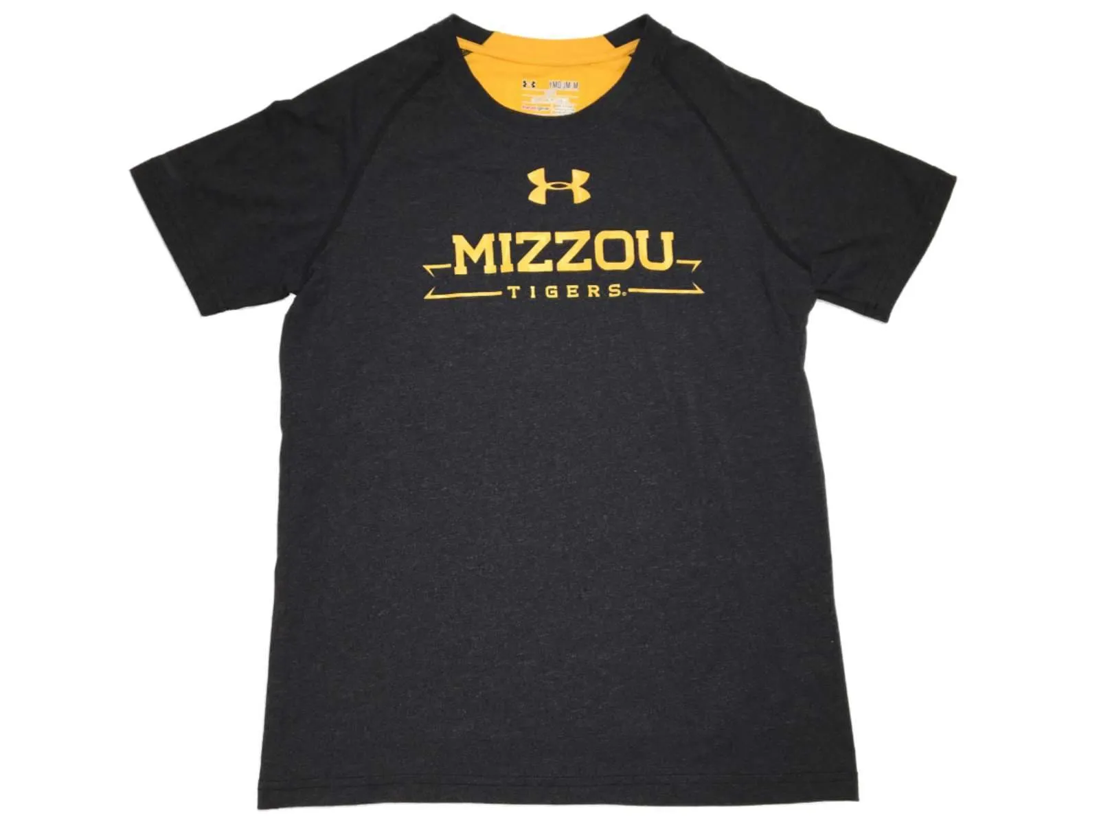 Missouri Tigers Under Armour Heatgear  YOUTH Charcoal Gray SS Crew T-Shirt (M)