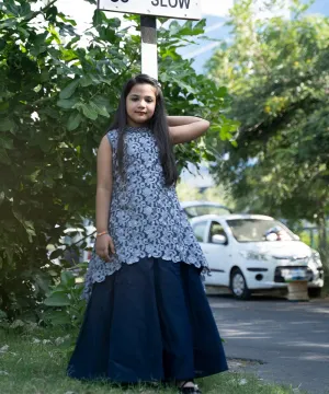 Navy Colored Party Gown for Girls