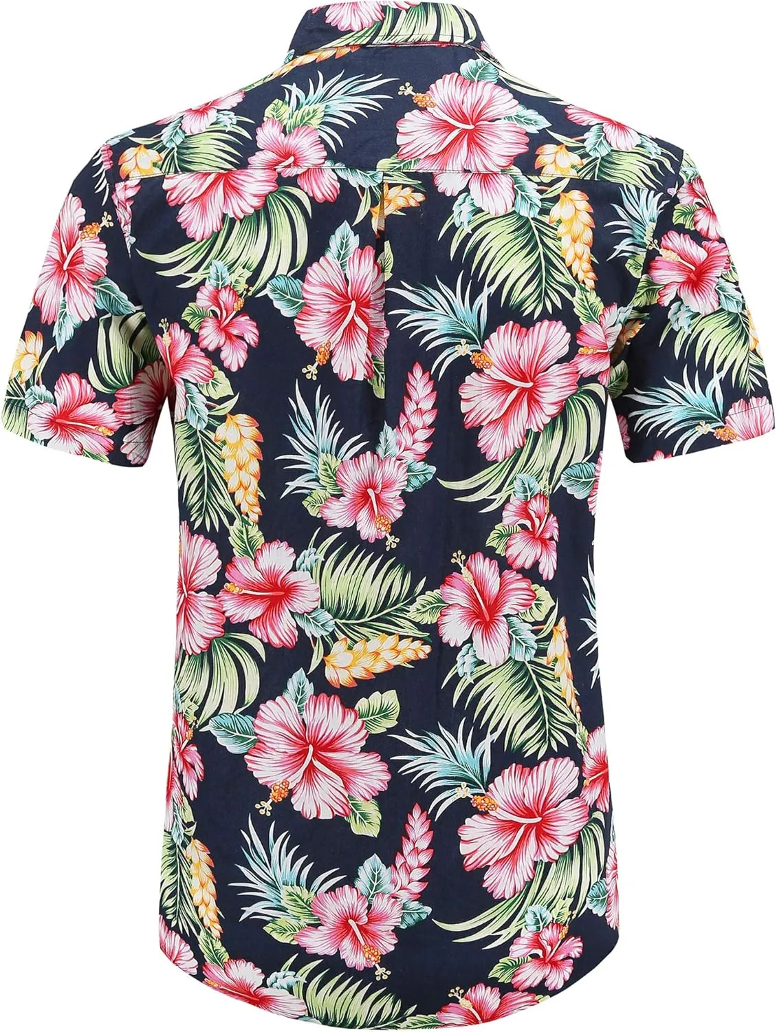 PEGENO Men's Flower Casual Button Down Short Sleeve Hawaiian Shirt