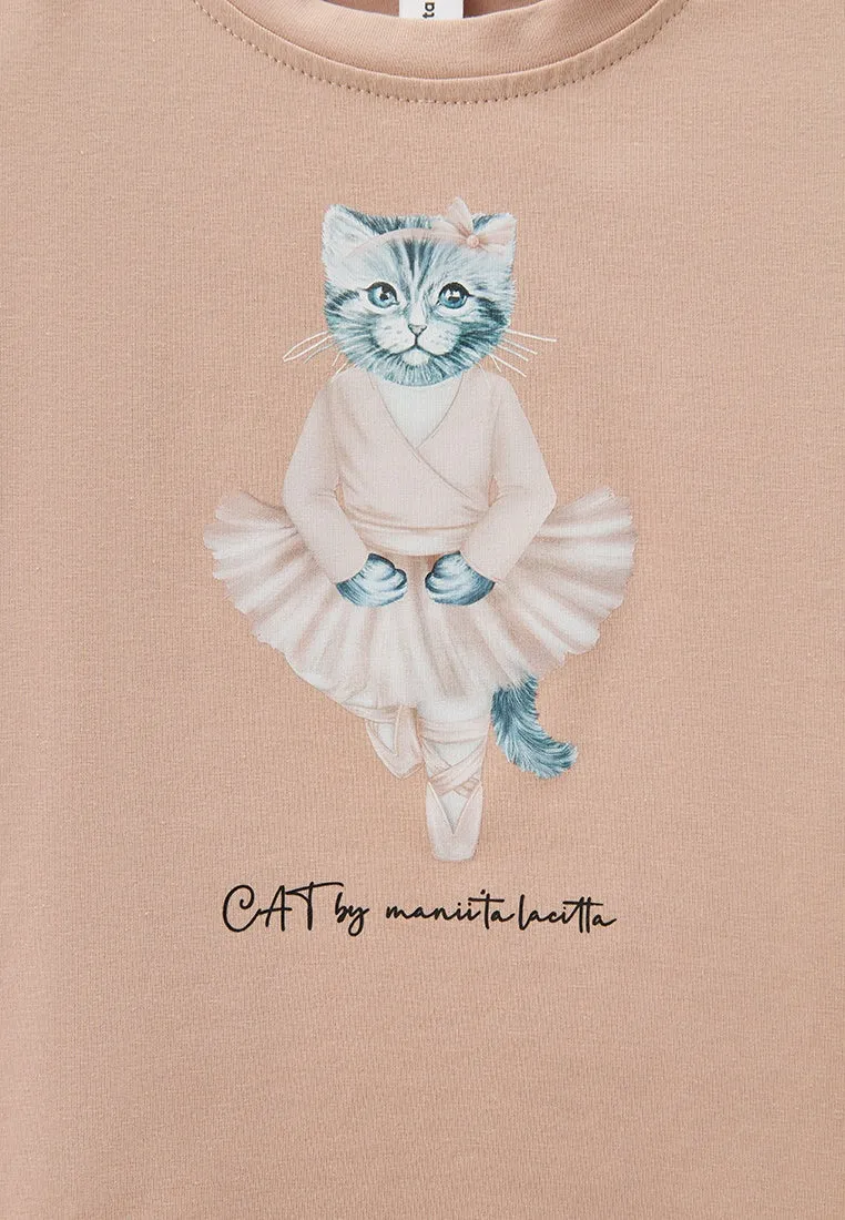 Pink Printed T-shirt BALLET CAT