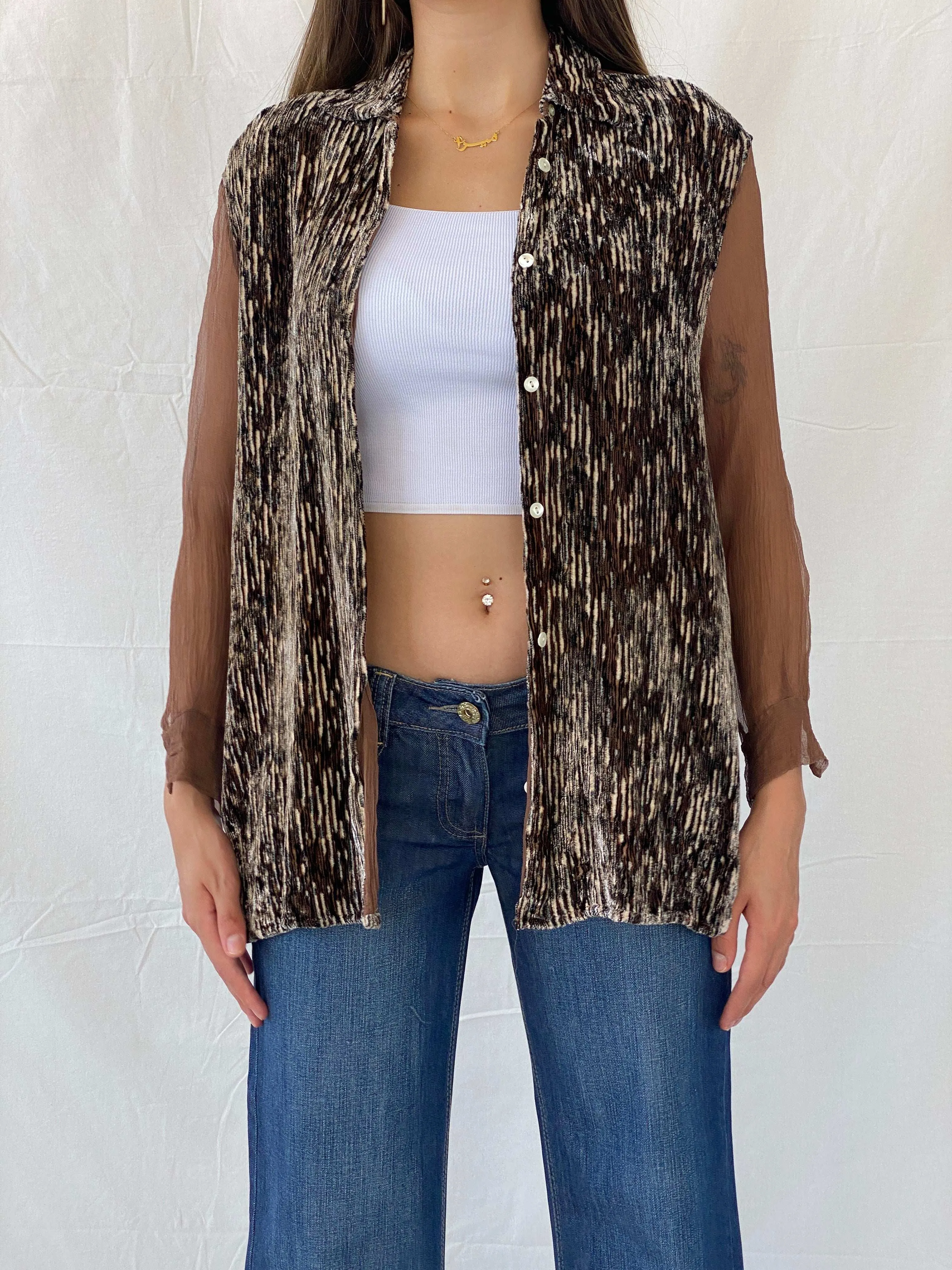 Rare Vintage 90s Le Garage Semi Sheer Silk Shirt - S