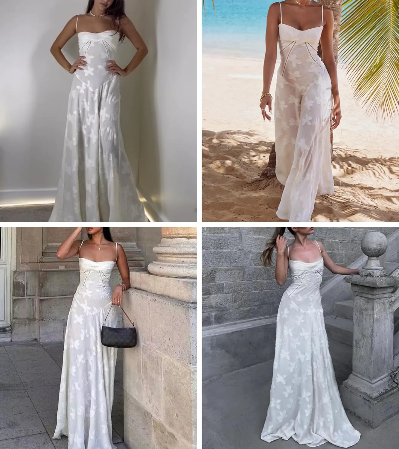 RARITYUS Womens Elegant Floral Lace Wedding Guest Dress Sleeveless Spaghetti Strap Maxi Dress Lace-up Cocktail Party Dress
