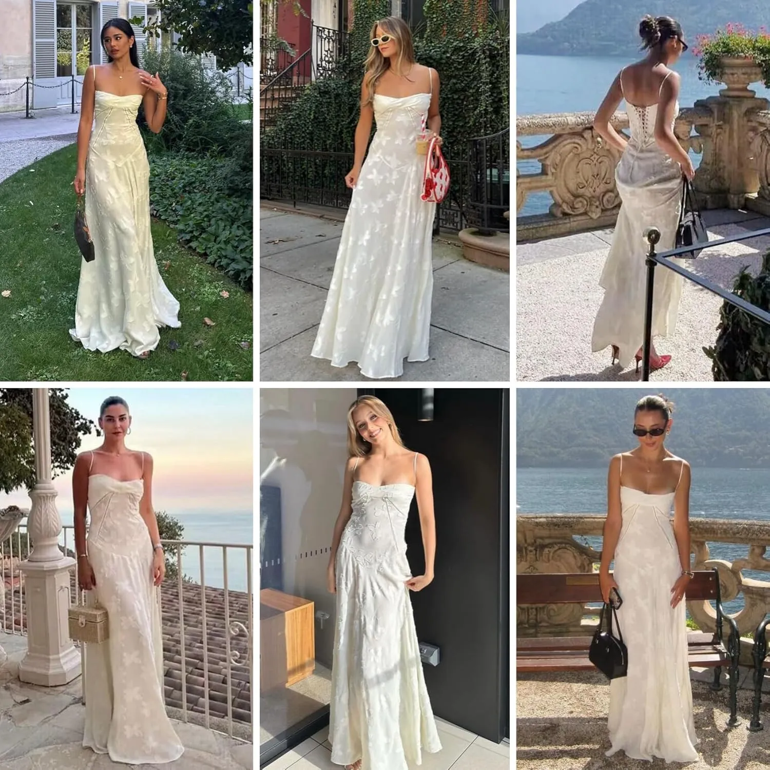 RARITYUS Womens Elegant Floral Lace Wedding Guest Dress Sleeveless Spaghetti Strap Maxi Dress Lace-up Cocktail Party Dress