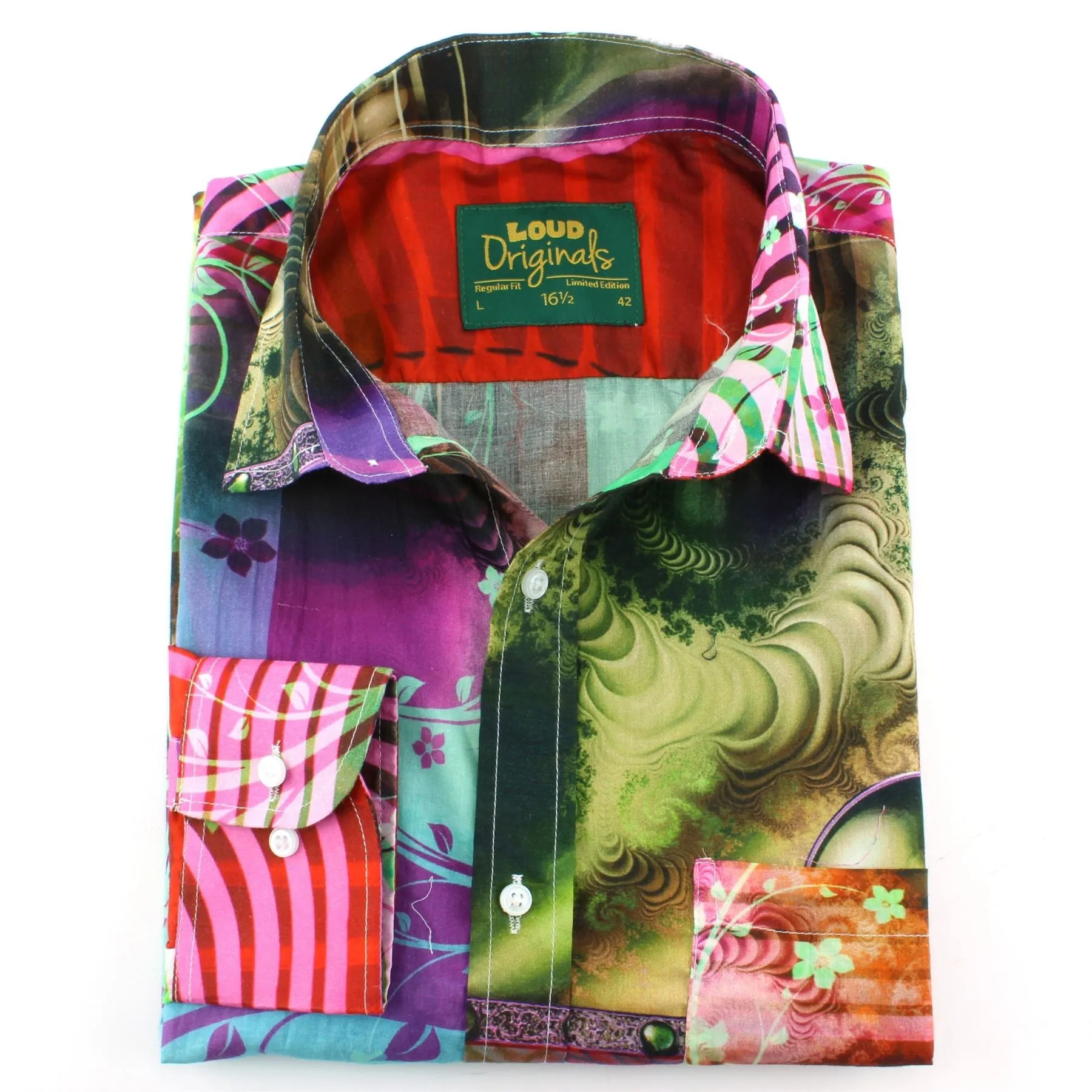 Regular Fit Long Sleeve Shirt - Purple & Red Abstract