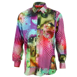 Regular Fit Long Sleeve Shirt - Purple & Red Abstract