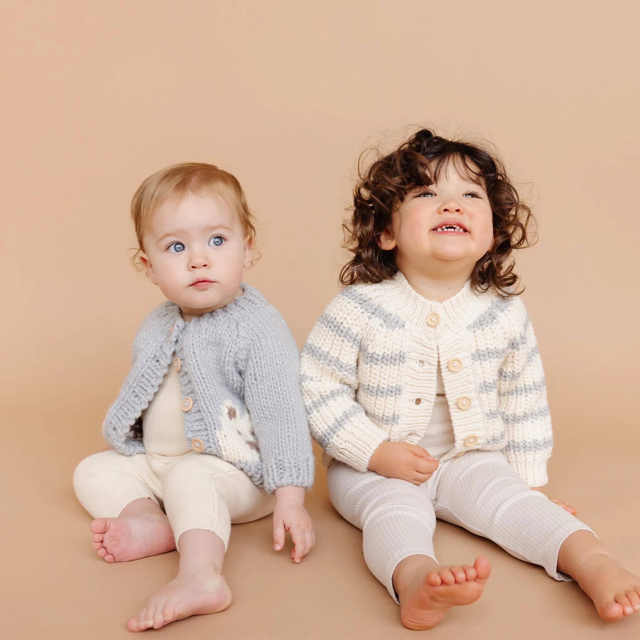 Rib Knit Stripe Cardigan, Bowie Grey