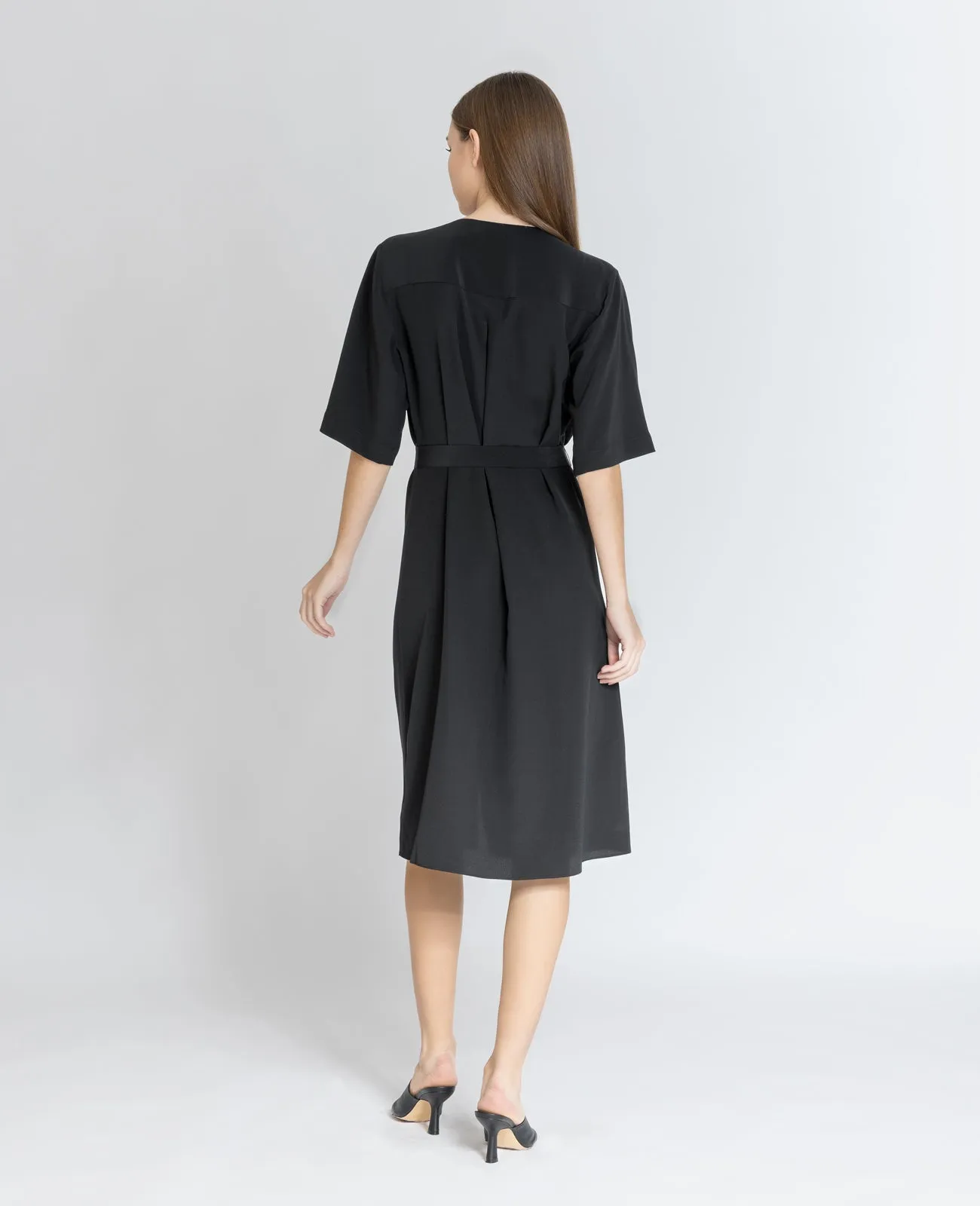 Silk V-neck Shirt Dress