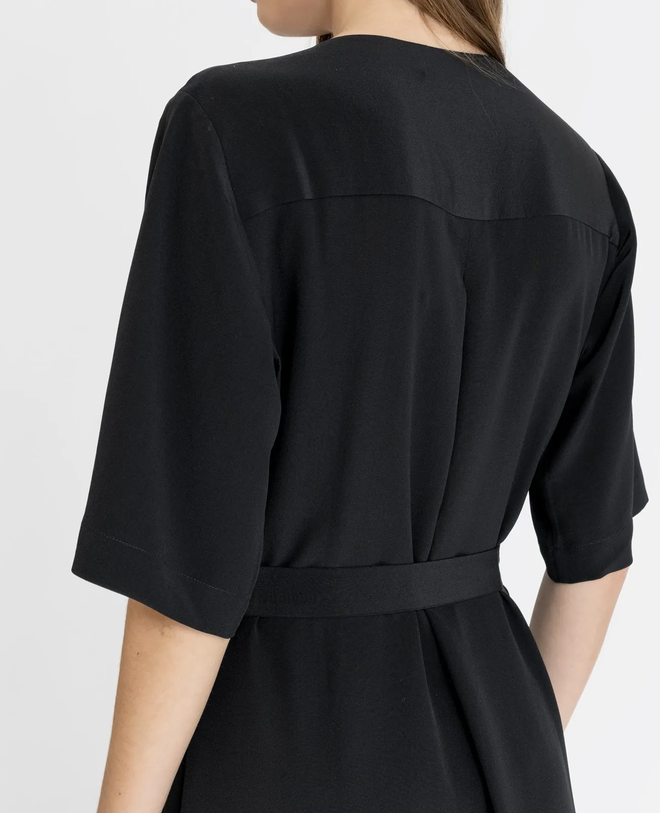 Silk V-neck Shirt Dress