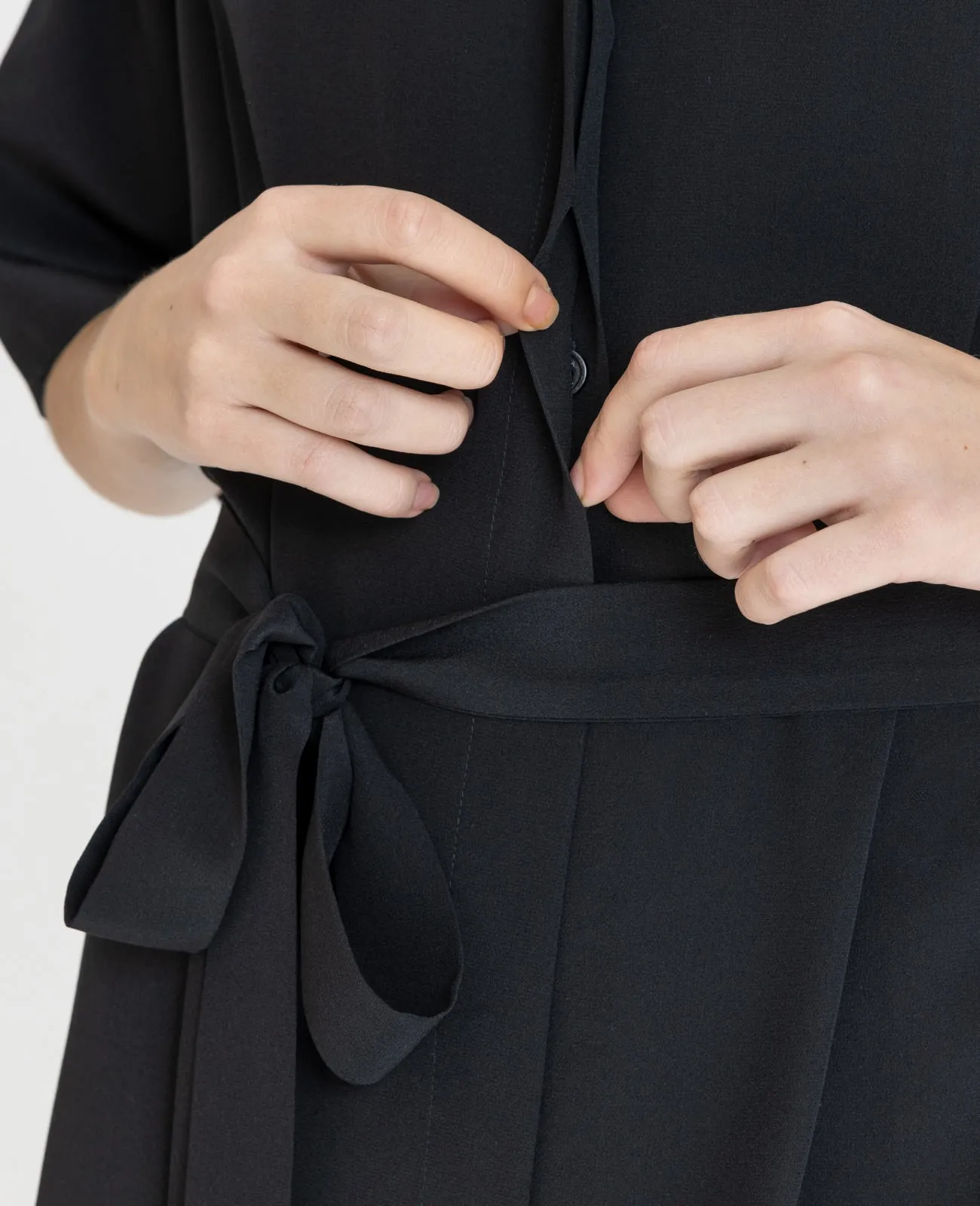 Silk V-neck Shirt Dress