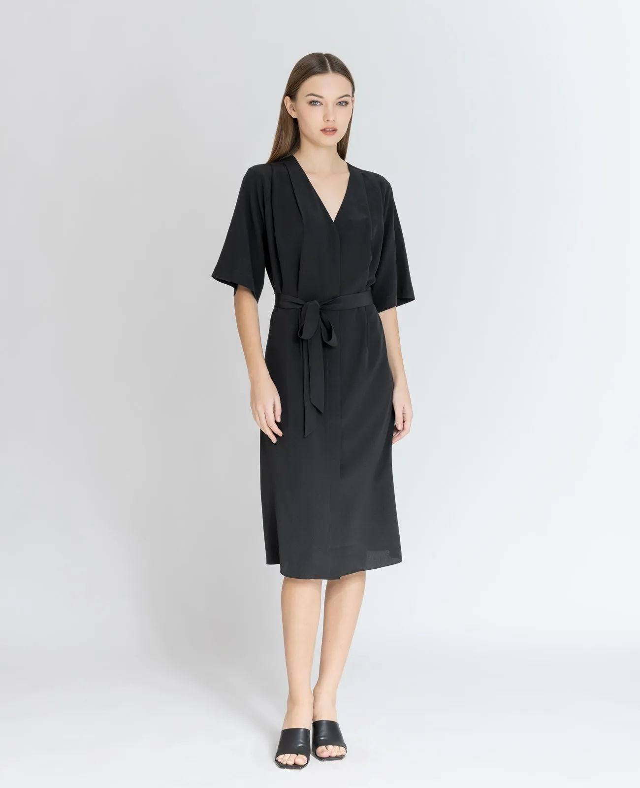 Silk V-neck Shirt Dress