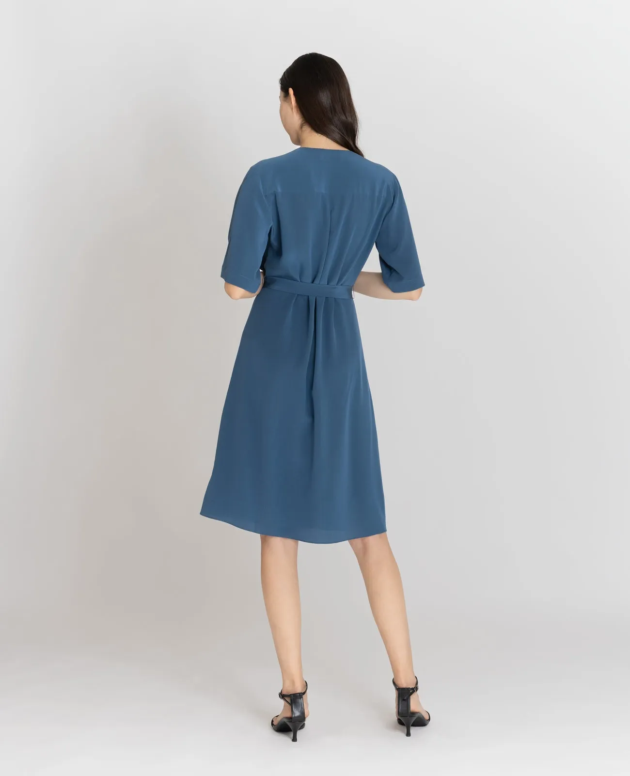Silk V-neck Shirt Dress