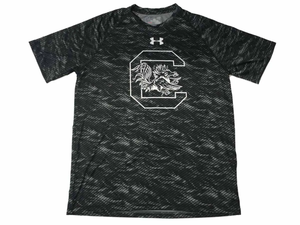 South Carolina Gamecocks Under Armour Heatgear Black Patterned SS T-Shirt (L)