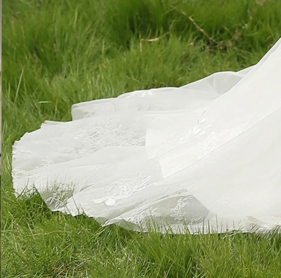 Spaghetti Beading Strap Fit To Flare Wedding Dress