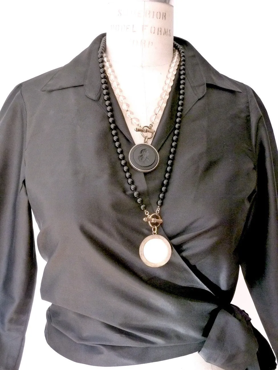 Thai Silk Taffeta Wrap Shirt Long Sleeve