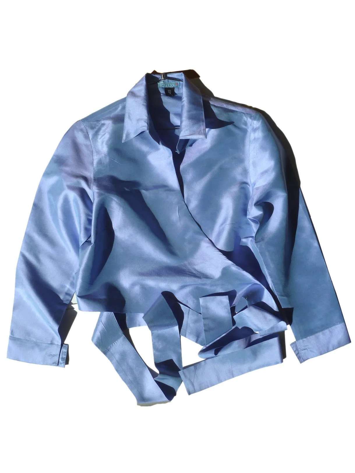 Thai Silk Taffeta Wrap Shirt Long Sleeve