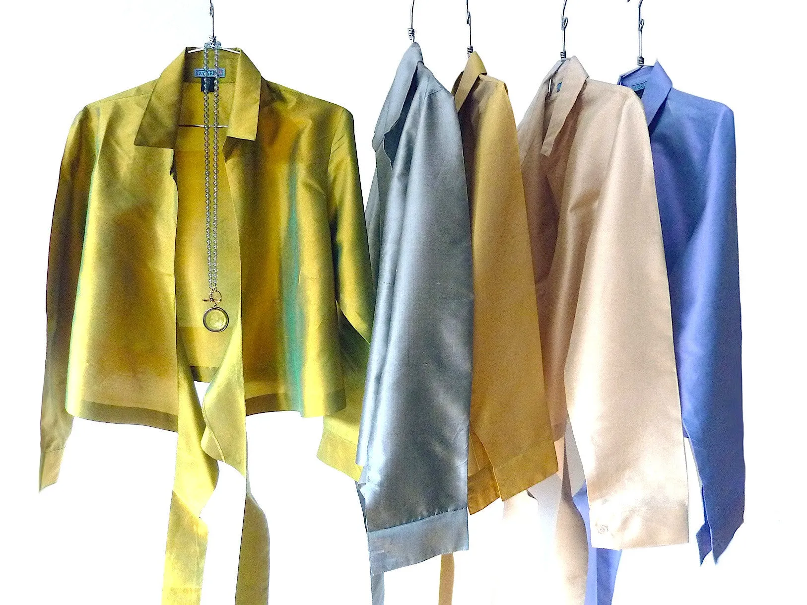 Thai Silk Taffeta Wrap Shirt Long Sleeve