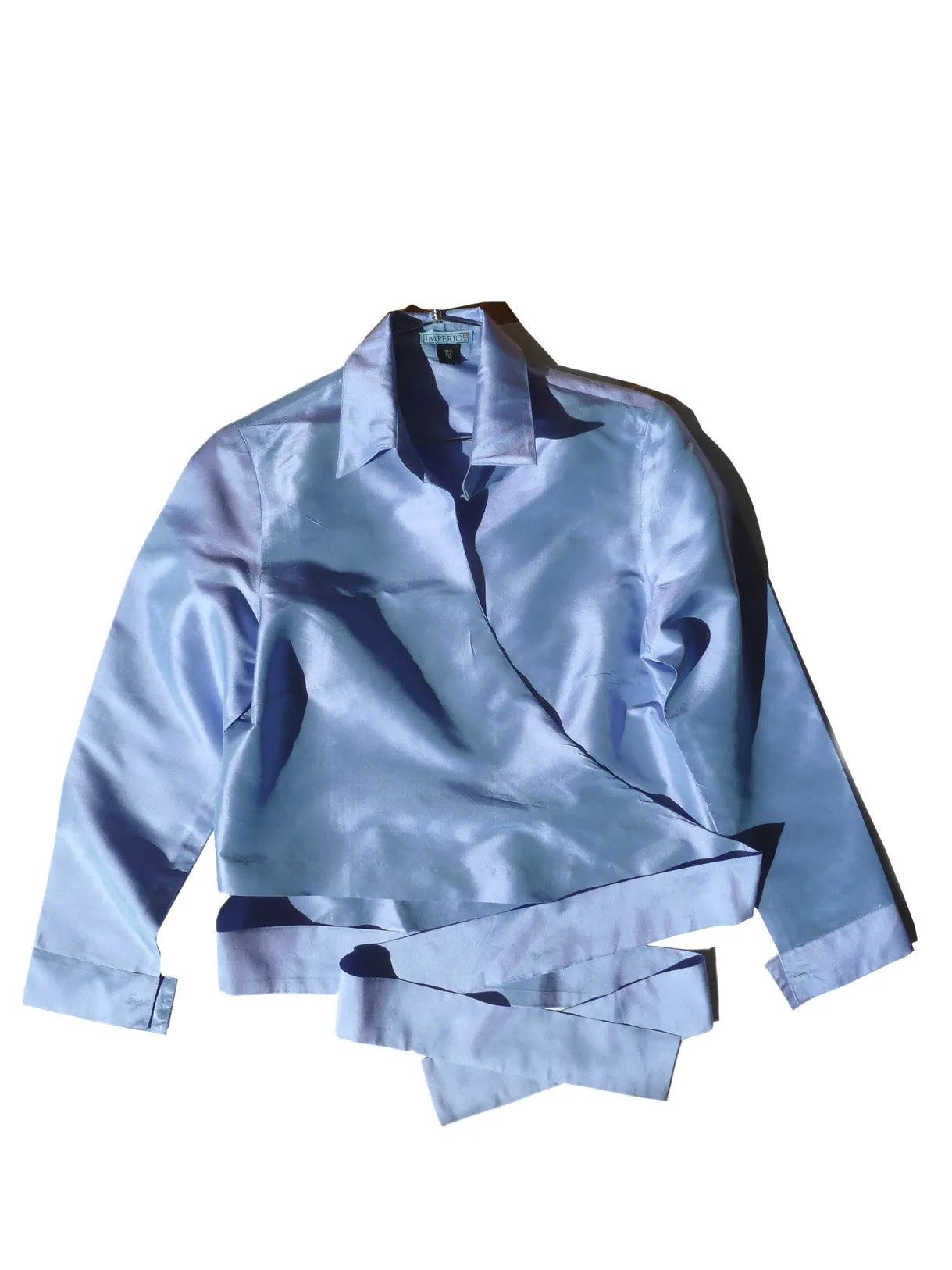 Thai Silk Taffeta Wrap Shirt Long Sleeve