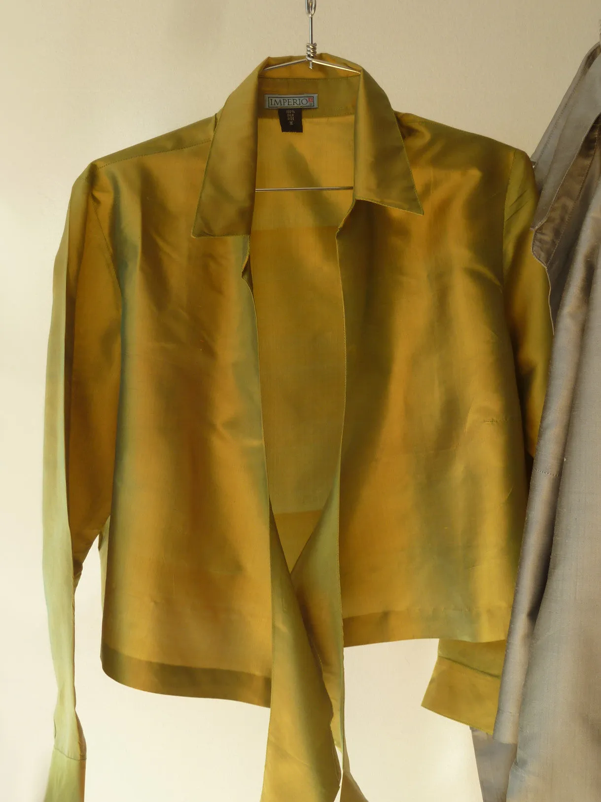 Thai Silk Taffeta Wrap Shirt Long Sleeve