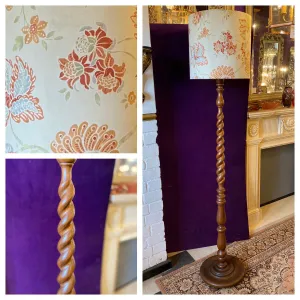Vintage Carved Barley Twist Standing Lamp - SOLD