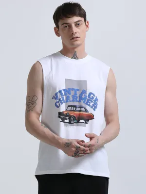 Vintage Charmer Sleeveless T-Shirt - White