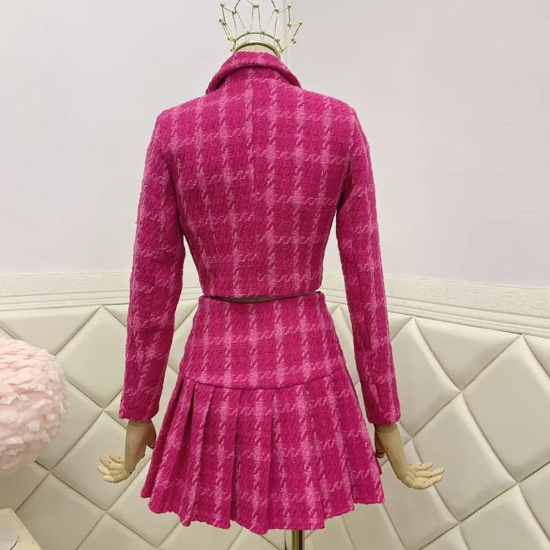 Vintage Tweed Crop Top Jacket and Mini Skirt