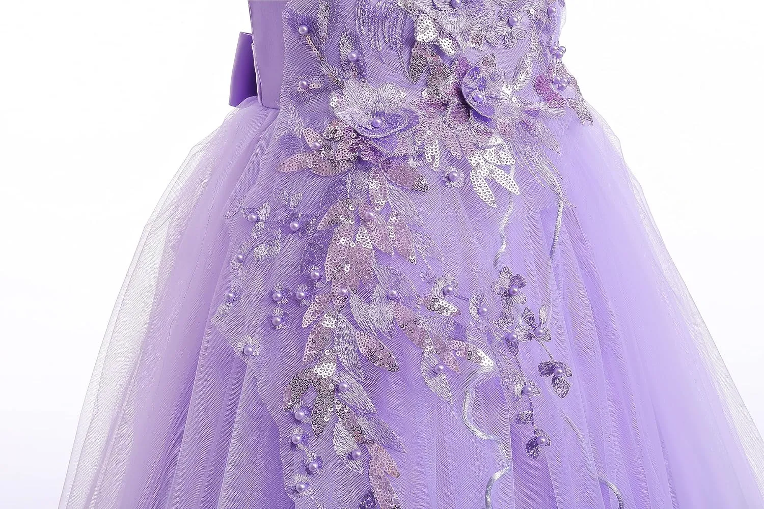 Weileenice Vintage Off The Shoulder Flower Girl Dress Lace Embroidery Little/Big Girls Wedding Bridesmaid Holiday Ballgown